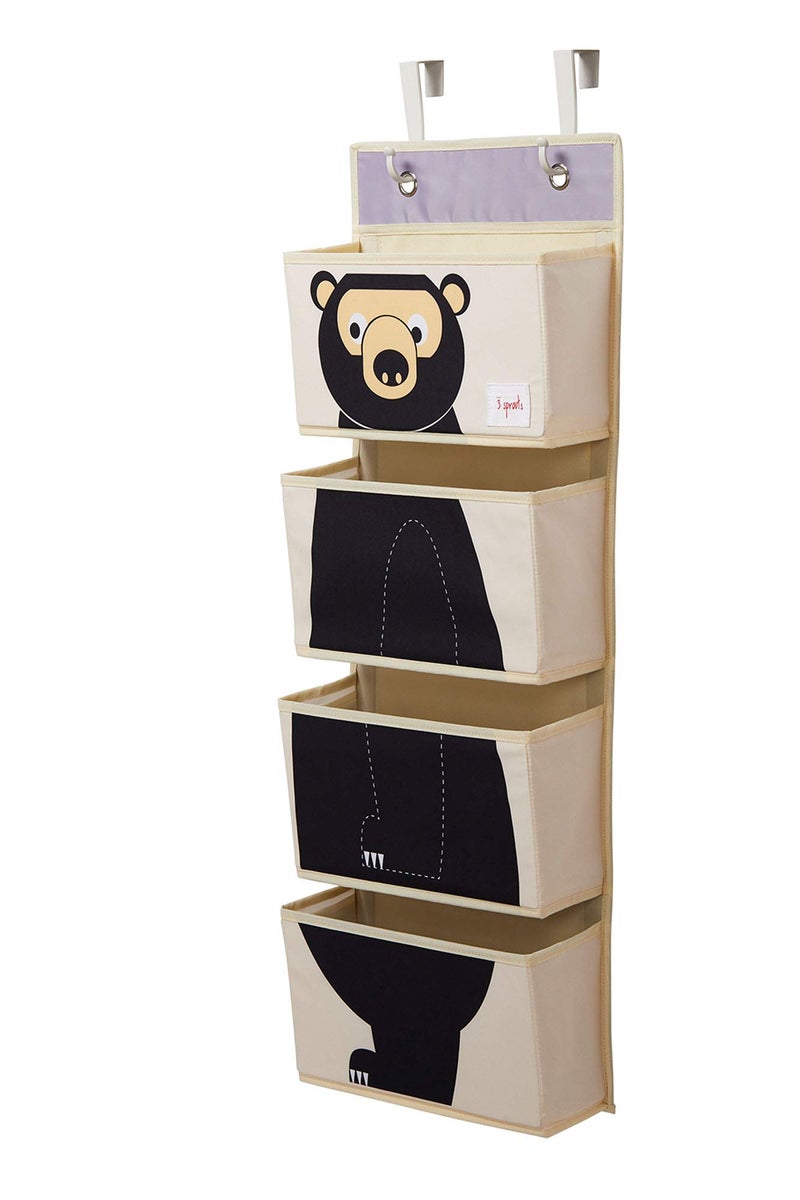 3 Sprouts Over The Door Baby Organizer - Essential Newborn Nursery Storage, Toy Organizer for Room and Closet - Bedroom Storage - Hooks Included, Bear - Image 2